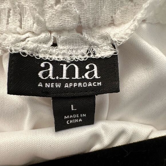 A.N.A Lined Short Sleeves Off the Shoulder White Eyelet Shift Dress Large - Picture 3 of 4